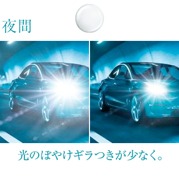 夜間 光のぼやけギラつきが少なく。
