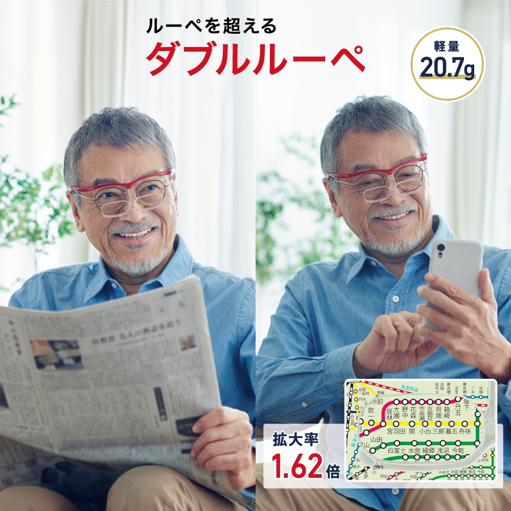 掛け外し不要!【メガネ型ルーペ】W Loupe ダブルルーペ